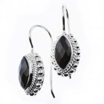 tiefschwarze Silber ONYX Ohrhänger