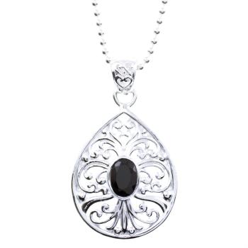 silver necklace with spinell pendant