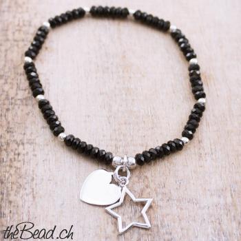 Onyx Steinarmband HERZ & STERN