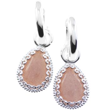 Earrings made of 925 sterling silver and orange moonstone