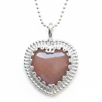 Halskette mit orangem MONDSTEIN HERZ Anhänger