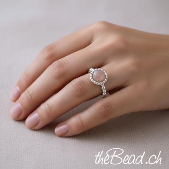 Silber Fingerring mit orangem MONDSTEIN