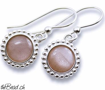 Ohrhänger mit orangem Mondstein   925 sterling silber