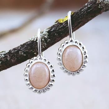 kleine orange Mondstein Ohrhänger aus Silber 925 Sterling