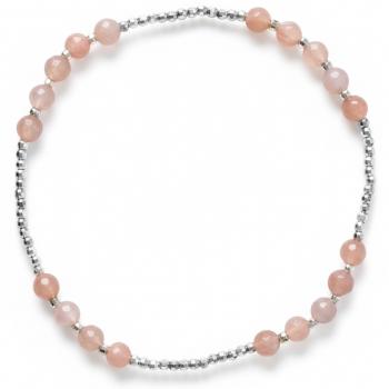 zartes Silberarmband mit orangen MONDSTEIN Edelsteinen