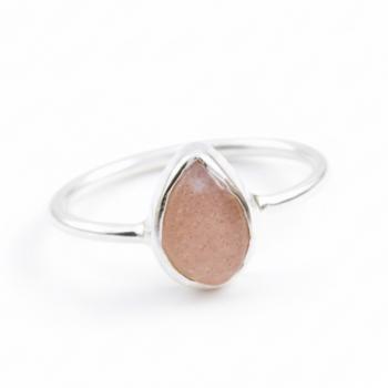 Silber Fingerring oranger MONDSTEIN Tropfen