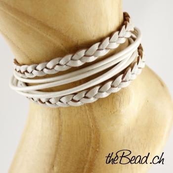 PEARLSHINE anklet made of leather