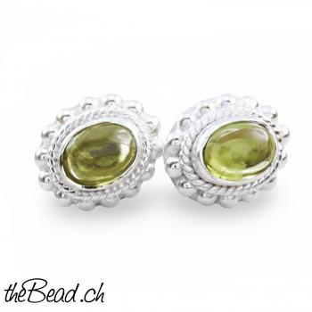 ovale PERIDOT Silber Ohrstecker
