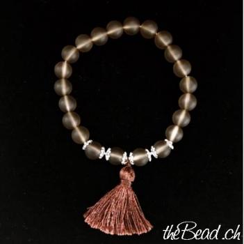 smoky quarz bracelet with tassel pendant