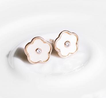 ohrstecker aus perlmutt und rosegold vergoldetem silber