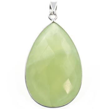 silver pendant prehnite