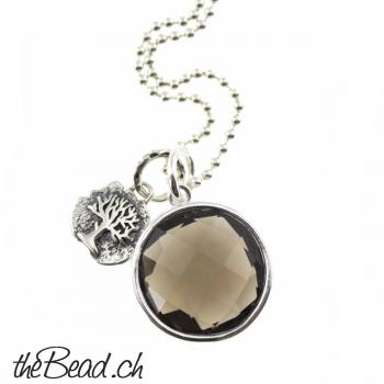 collier smoky quartz silver jewelry