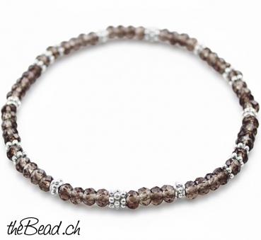 Preview: RAUCHQUARZ Armband mit Silberperlen Preview: RAUCHQUARZ Armband mit Silberperlen