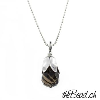 smoky quartz necklace with 925 silver