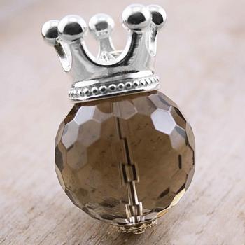 rauchquarz anhänger mit krönchen mit krone silberkrone  Silber Perlen Kette