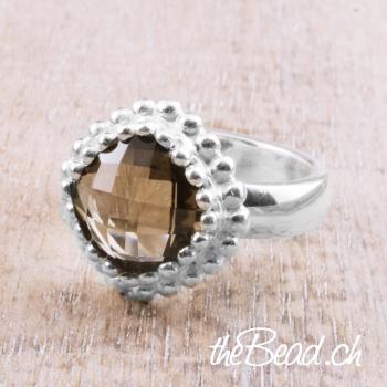 Silver - Ring with Smoky Quarz