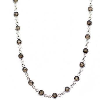 Silberhalskette RAUCHQUARZ, verstellbar