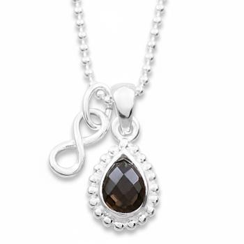 Silberkette mit Tropfen RAUCHQUARZ & INFINITY Anhänger
