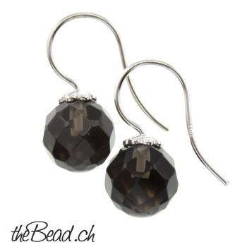 earrings 925 silver and smoky quartz