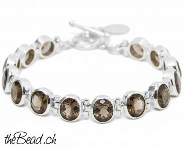 Tolles RAUCHQUARZ & SILBER Armband