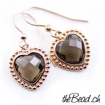 HEART smoky quarz earrings