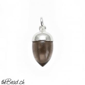 kleiner Rauchquarz Anhänger mit Silberkäppchen
