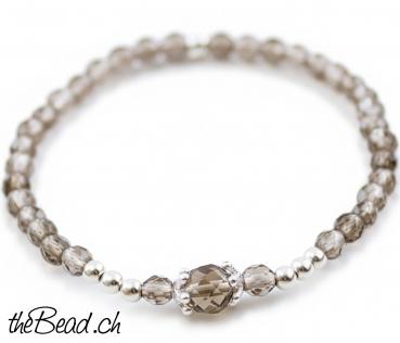 Preview: tolles RAUCHQUARZ Armband mit Silberperlen Preview: tolles RAUCHQUARZ Armband mit Silberperlen