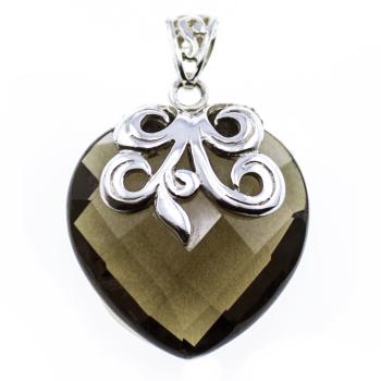 smoky quartz heart pendant