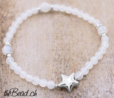 silver rainbow moonstone bracelet