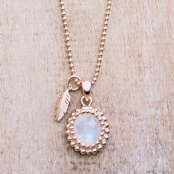 collier rainbow moonstone silver jewelry