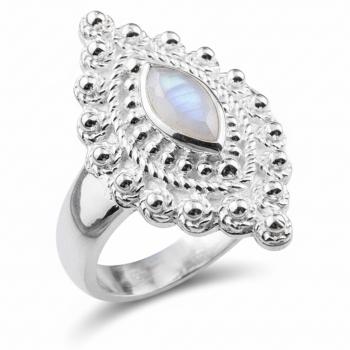 Silber Fingerring mit REGENBOGEN MONDSTEIN