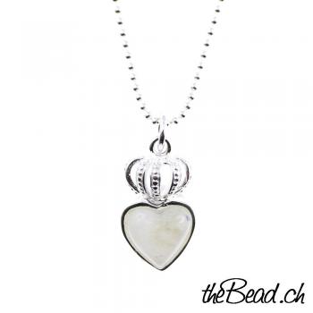 Moonstone heart necklace made of 925 sterling silver