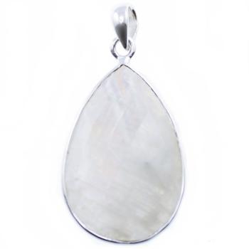 silver pendant rainbow moonstone