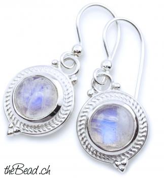 Silber Ohrhänger REGENBOGEN MONDSTEIN