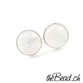 Earrings made of 925 sterling silver and moonstone