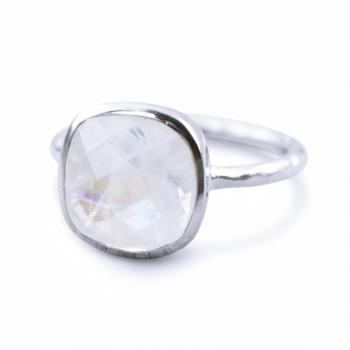 Silber RING mit REGENBOGEN MONDSTEIN