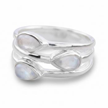 Drei Tropfen REGENBOGEN MONDSTEIN Fingerring