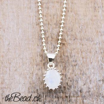 collier rainbow moonstone silver jewelry