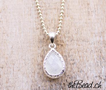 collier rainbow moonstone silver jewelry