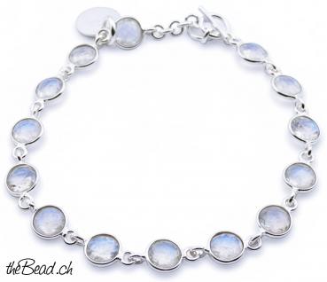 Preview: Silberarmband mit facettiertem REGENBOGEN MONDSTEIN Preview: Silberarmband mit facettiertem REGENBOGEN MONDSTEIN