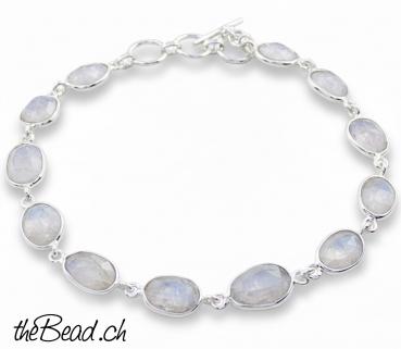 Preview: Silberarmband mit REGENBOGEN MONDSTEINEN Preview: Silberarmband mit REGENBOGEN MONDSTEINEN