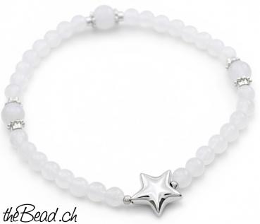 Regenbogen Mondstein Damen Armband mit STERNCHEN