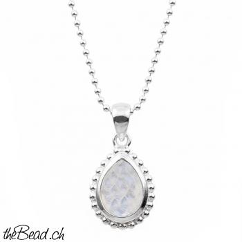Regenbogen MONDSTEIN mit Silberhalskette