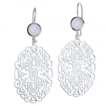 Verspielte, grosse Ohrringe mit REGENBOGEN MONDSTEIN