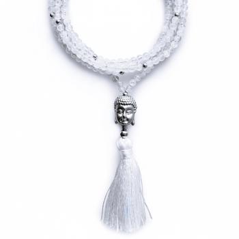 Regenbogen Mondstein Halskette BUDDHA, 80 cm lang