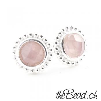 rose quarz earrings 925 sterling silver