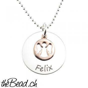 Silver Necklace with engraved name pendant