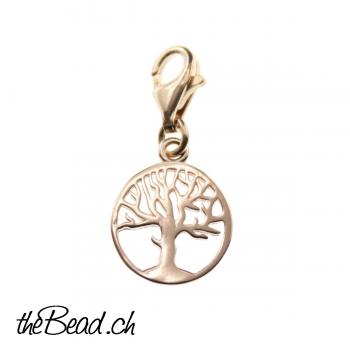 Tree of Life Charm 925 Sterling Silver rosegold plated