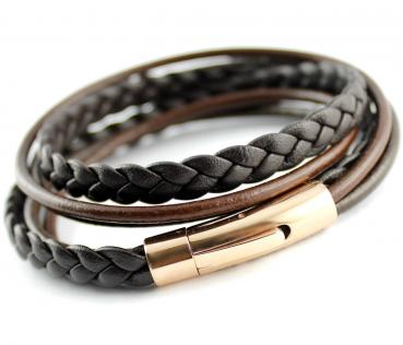 dark bron leather bracelet with engraving ROSEGOLD AND rose gold clasp bracelet