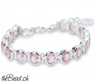Wunderschönes ROSENQUARZ Armband mit facettierten Steinen